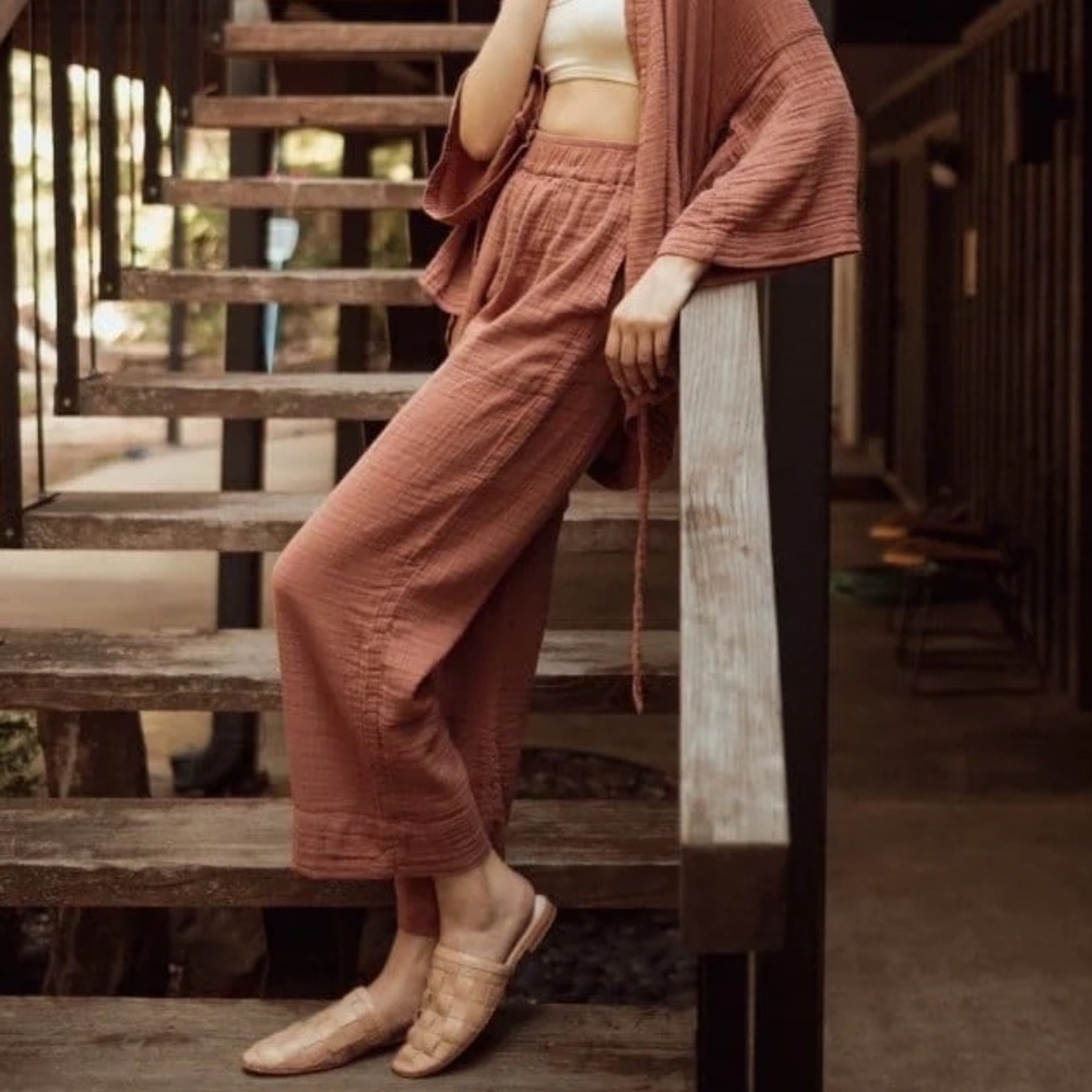 Oddbird Kardes Gauze Loungwear Pant - Canyon Rose Small